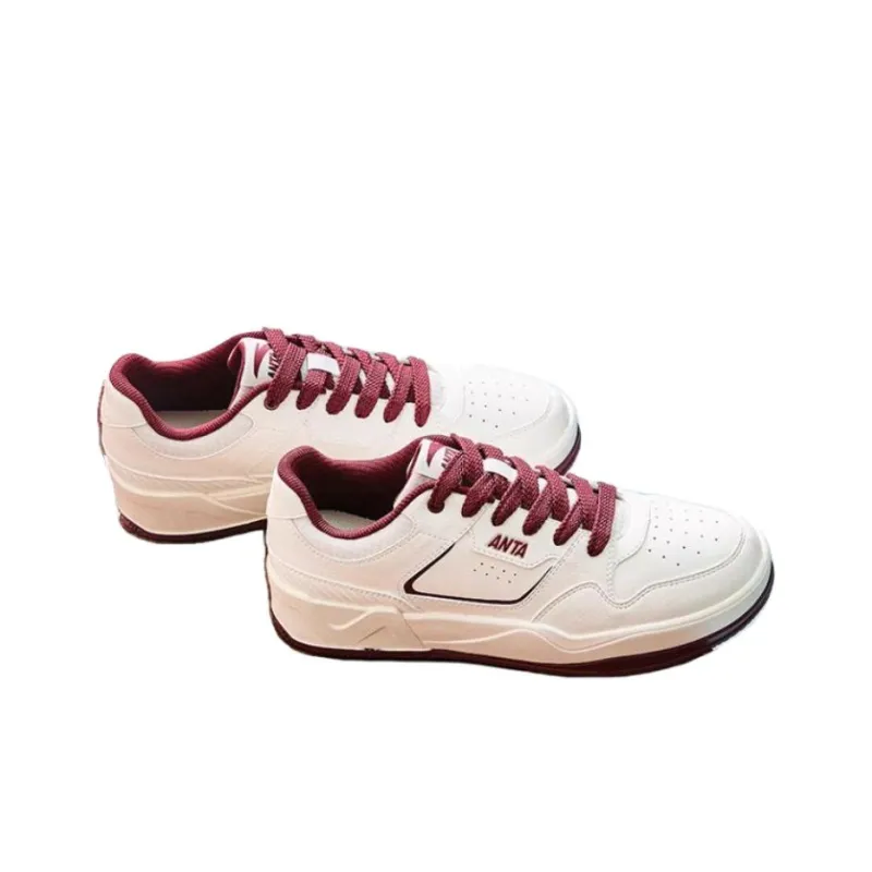 Anta C37 Series Slip Resistant Waterproof Low Top Skateboard Shoes Men's White Red-1