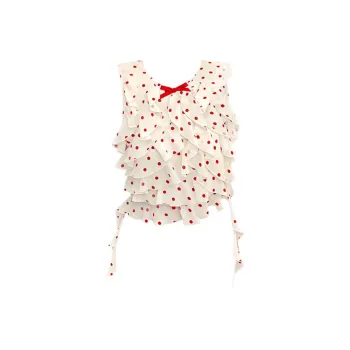 ABCMININ Tank Top Women's Cream Polka Dot