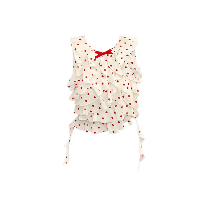 ABCMININ Tank Top Women's Cream Polka Dot-0