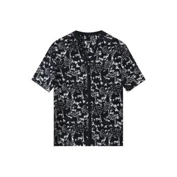 H-YXIANG Shirt Women's Blue Background Print