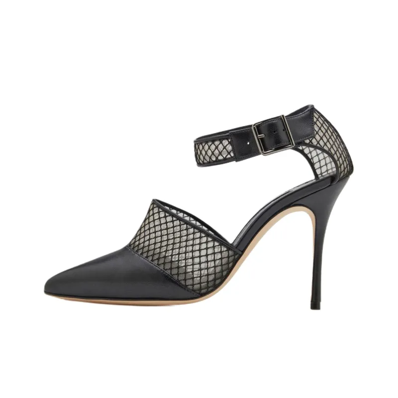MANOLO BLAHNIK JATELAHHK Slim Heel High Heels 10.5cm Women's Black-0