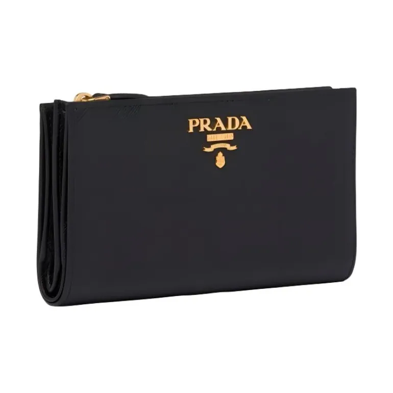 PRADA Saffiano Leather Wallet Tubas Women's Black-2