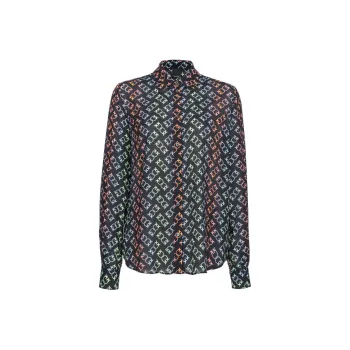 PINKO Love-Birds Monogram Logo Printed Shirt