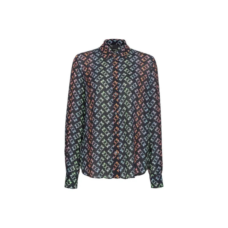 PINKO Love-Birds Monogram Logo Printed Shirt-0