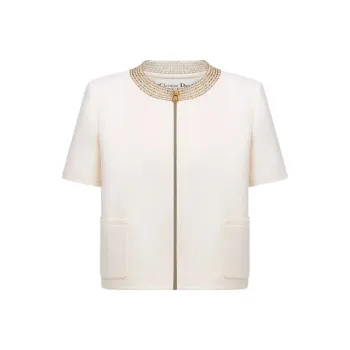 DIOR Embroidered Cropped Jacket Jackets & Coats Women's White