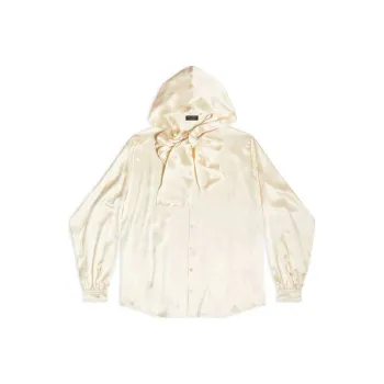 Balenciaga Hooded Long-Sleeved Blouse