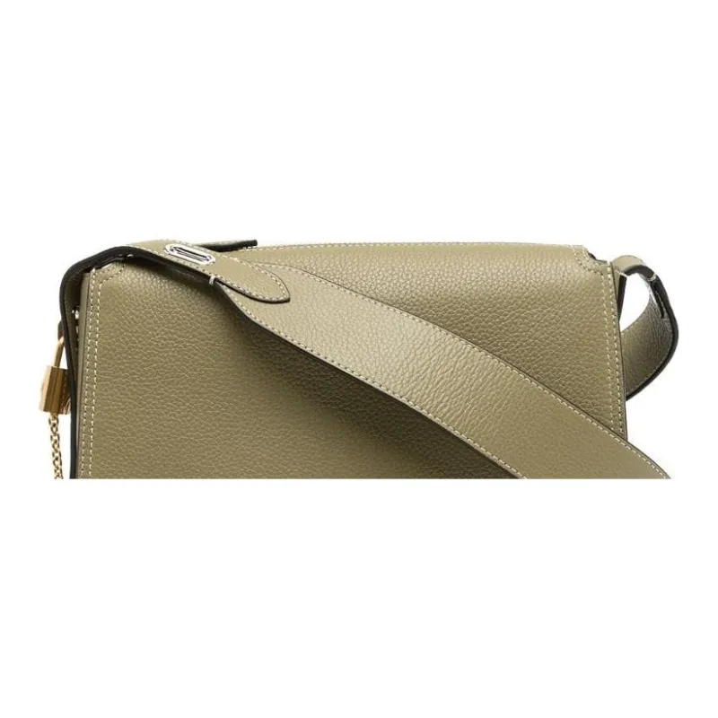 Mulberry Grain Leather Crossbody Bag, Shoulder Bag Regular Women's Khaki Green-4