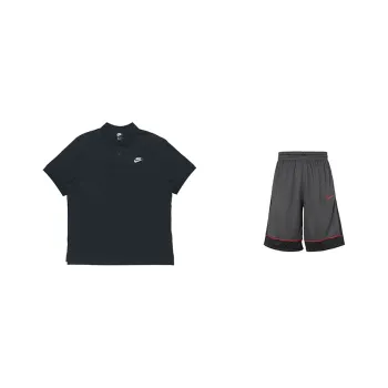 Nike Casual Sportswear Unisex Clothing Set Black Top+Gray Shorts