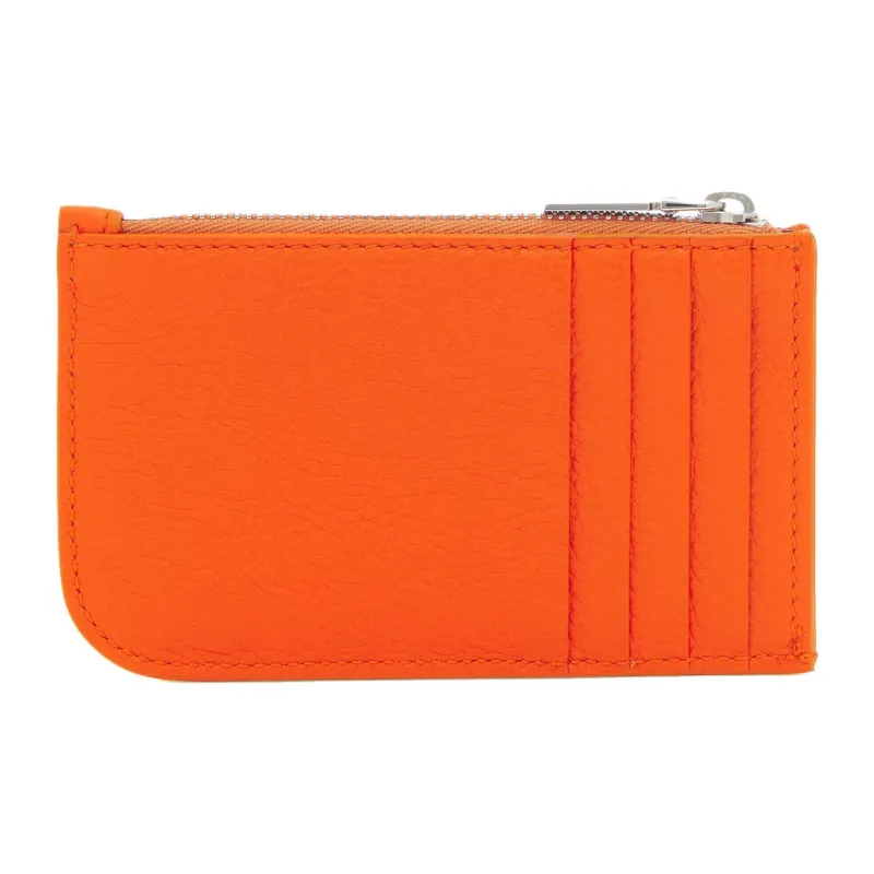 Alexander McQueen Grain Calfskin Card Holder Women's Orange-1