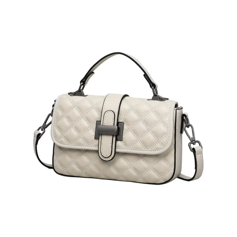 EBLAN Cow Leather Handbag Regular Women's Black/White-8