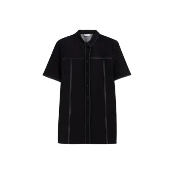 MaxMara Rea Collection Denim-Look Jersey Tunic-Style Shirt Shirt Women's Black
