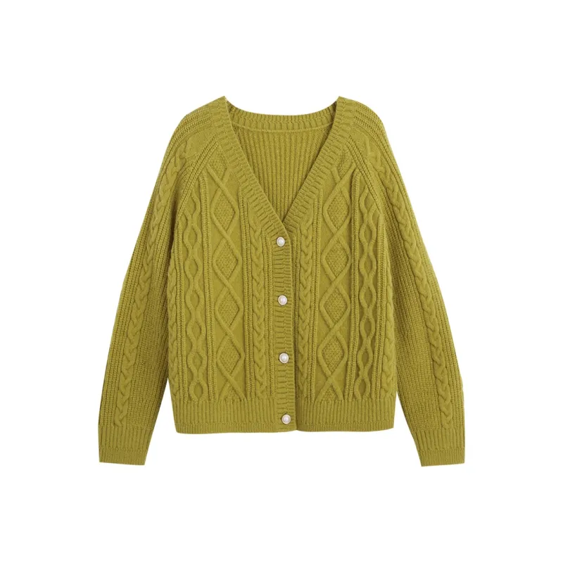 Olrain Knitwear Women's Mustard Green-0