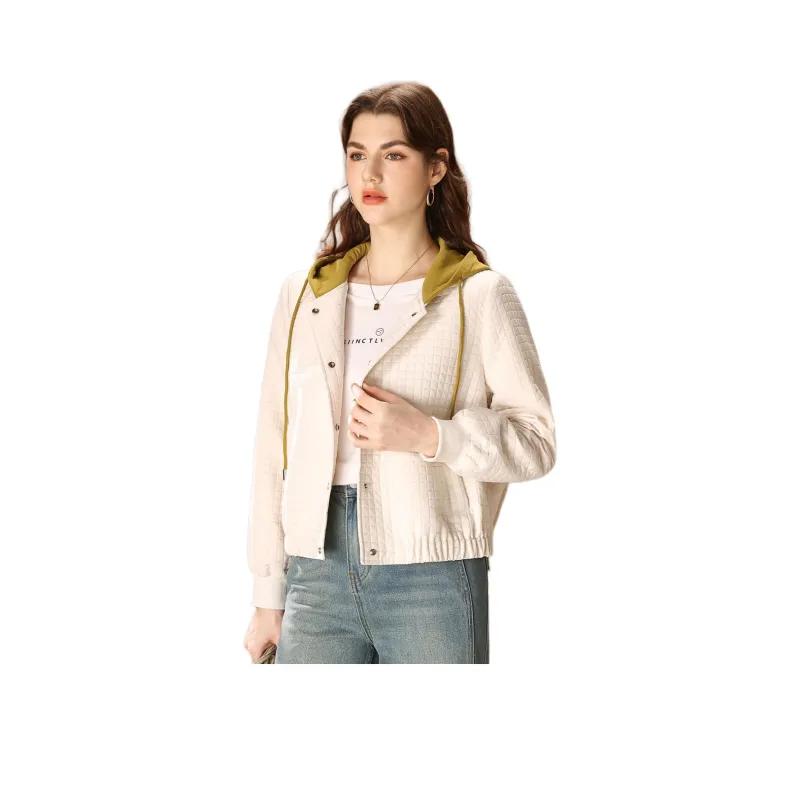 FENHONGMALI Jackets Coats Women's Ecru-0