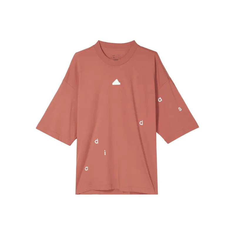Adidas Drop Shoulder Sleeve T Shirt Women's Light Red-0