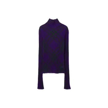 Burberry Check Mohair Blend Sweater 'Royal'