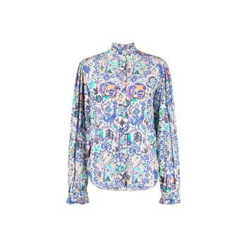 ISABEL MARANT Banessa Abstract print Ruffled Blouse