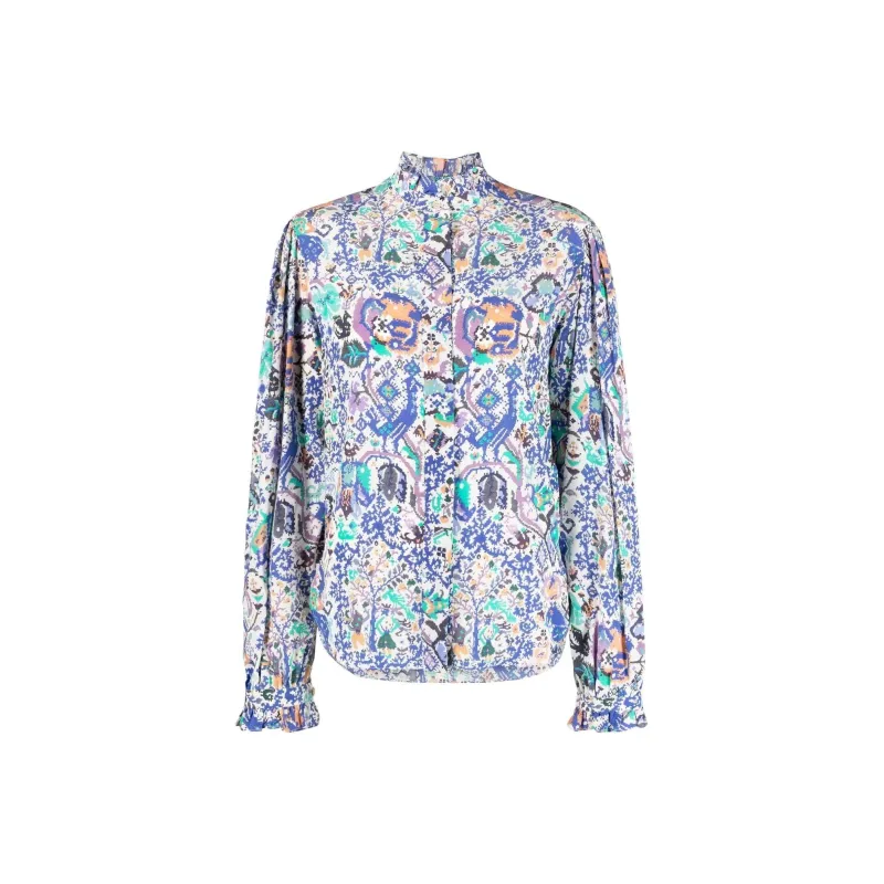 ISABEL MARANT Banessa Abstract print Ruffled Blouse-0