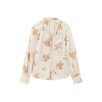 PEACEBIRD Shirt Women's Brown Pattern