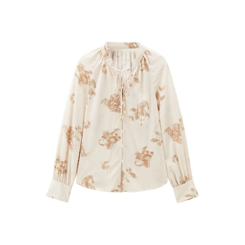 PEACEBIRD Shirt Women's Brown Pattern-0