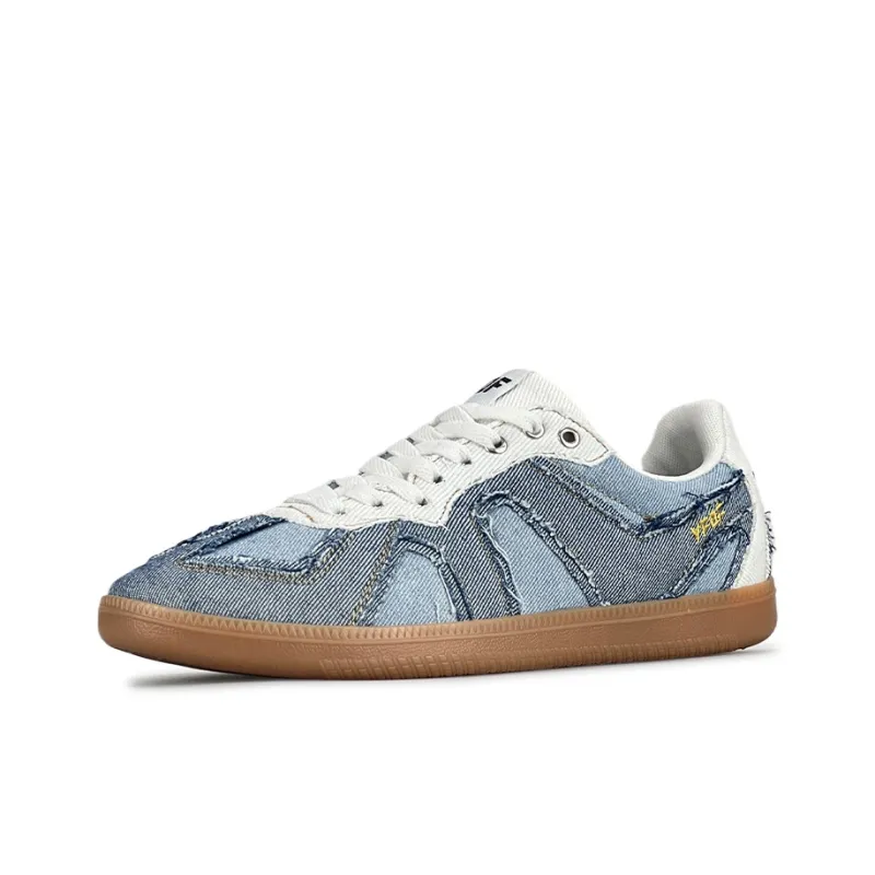VFDF Denim, German Army Trainers Breathable And Slip Resistant Low Top Skateboard Shoes Unisex Denim Blue-2