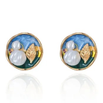 Taste The Color Pearl Stud Earrings Women's