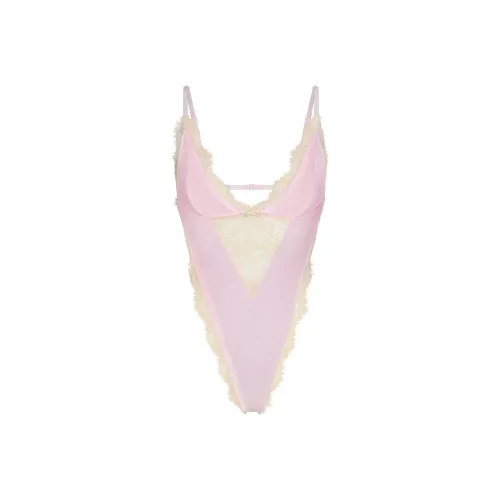 SKIMS Valentine's Day VELVET LACE TEDDY Bodysuits Women's Cherry Blossom/Pink