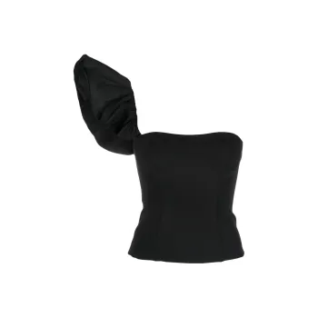 PINKO One Shoulder Asymmetric Corset Style Top