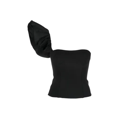 PINKO One Shoulder Asymmetric Corset Style Top