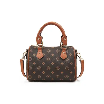 Old Man's Head Synthetic Leather Handbag Regular Women's Coffee