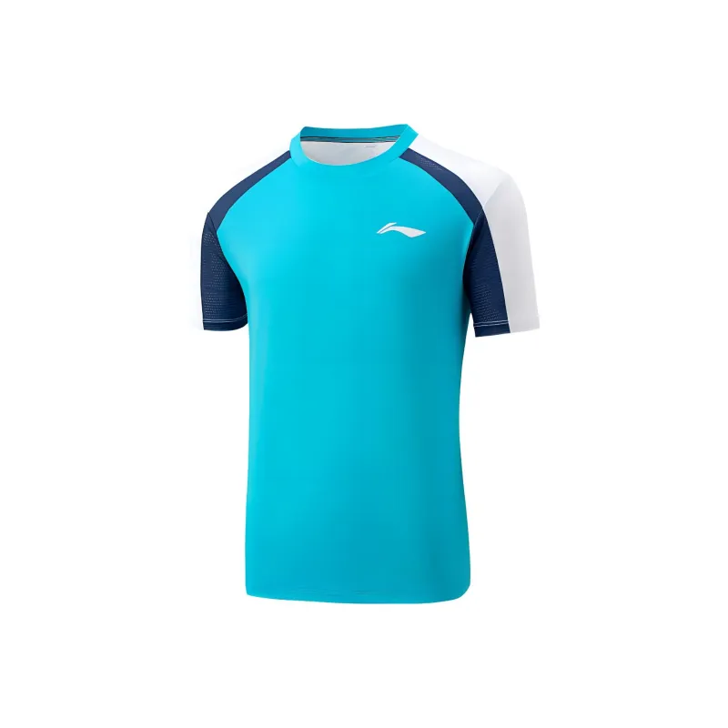 LiNing Tennis Series Tennis Top Men's Light Aqua Blue-0