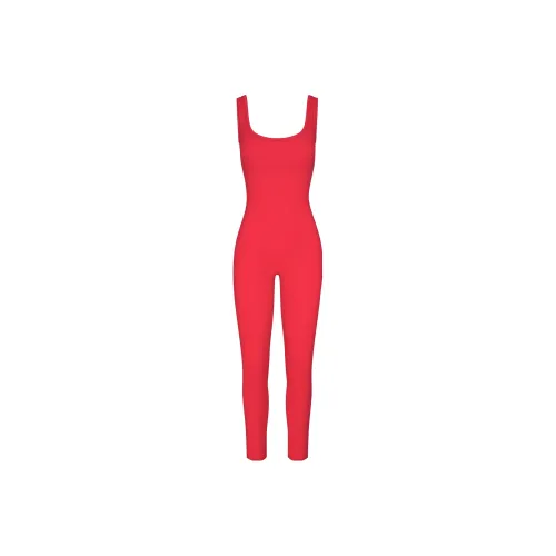 Skims FW23 COTTON RIB TANK CATSUIT Bodysuits Women's RED MULTI/Red