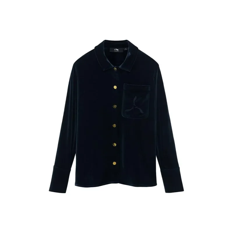 LI NING 1990 Classic Collection Shirts Women's Deep Mysterious Blue-0