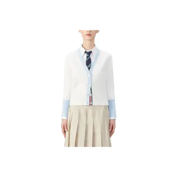 THOM BROWNE Floral-intarsia Contrasting-trim Cardigan