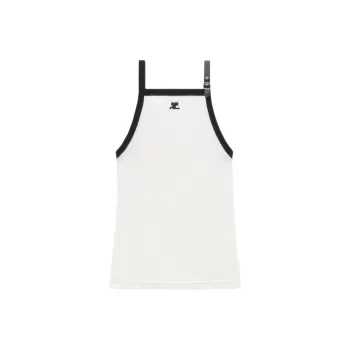 COURREGES Buckle Contrast Tank Top 'Heritage White/Black'