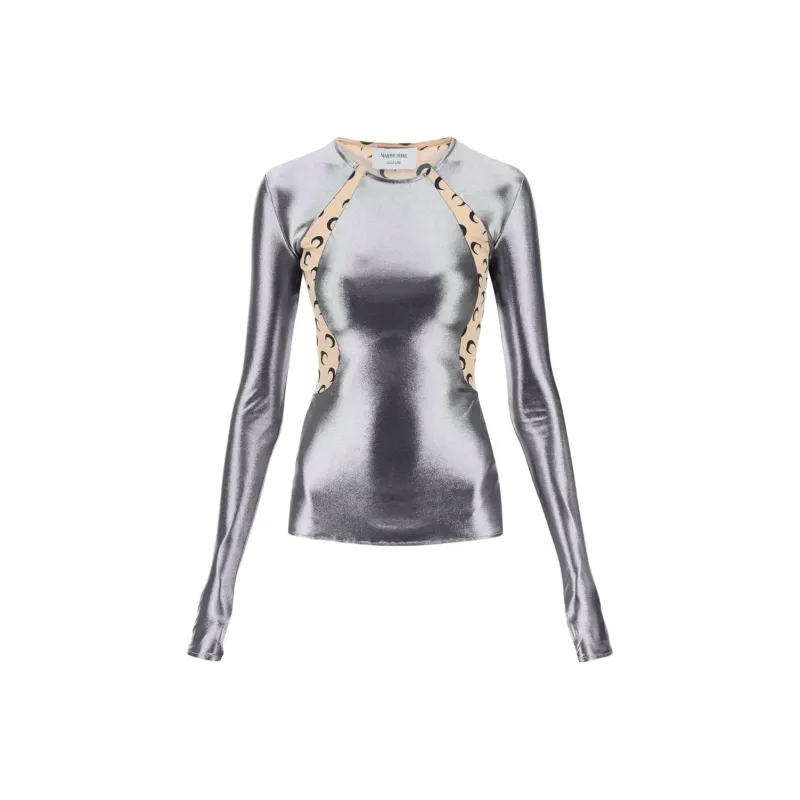 Marine Serre Crescent Moon Panelled Crewneck Jersey Top-0