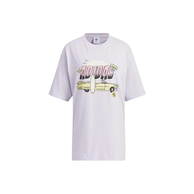 Adidas Originals Drop Shoulder Sleeve T Shirt Women's Light Purple-0