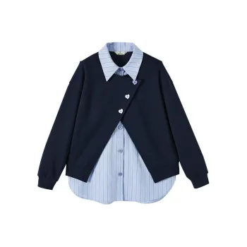 XIANGYING Shirt Women's Navy Blue