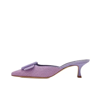 MANOLO BLAHNIK Maysalebi Closed Toe Slippers 5cm Women's Purple