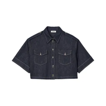 Sandro Cropped Denim Shirt
