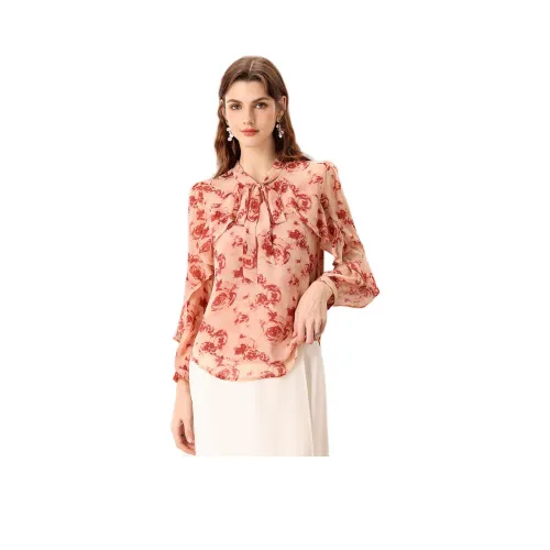 FENHONGMALI Shirt Women's Red Flower