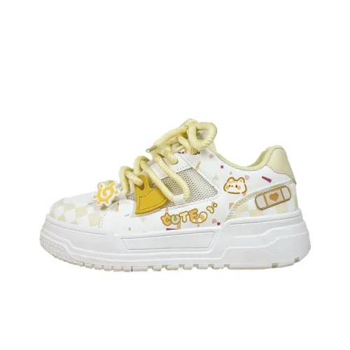 A&M Slip Resistant Cushioning And Breathable Low Top Skateboard Shoes Women's White Yellow