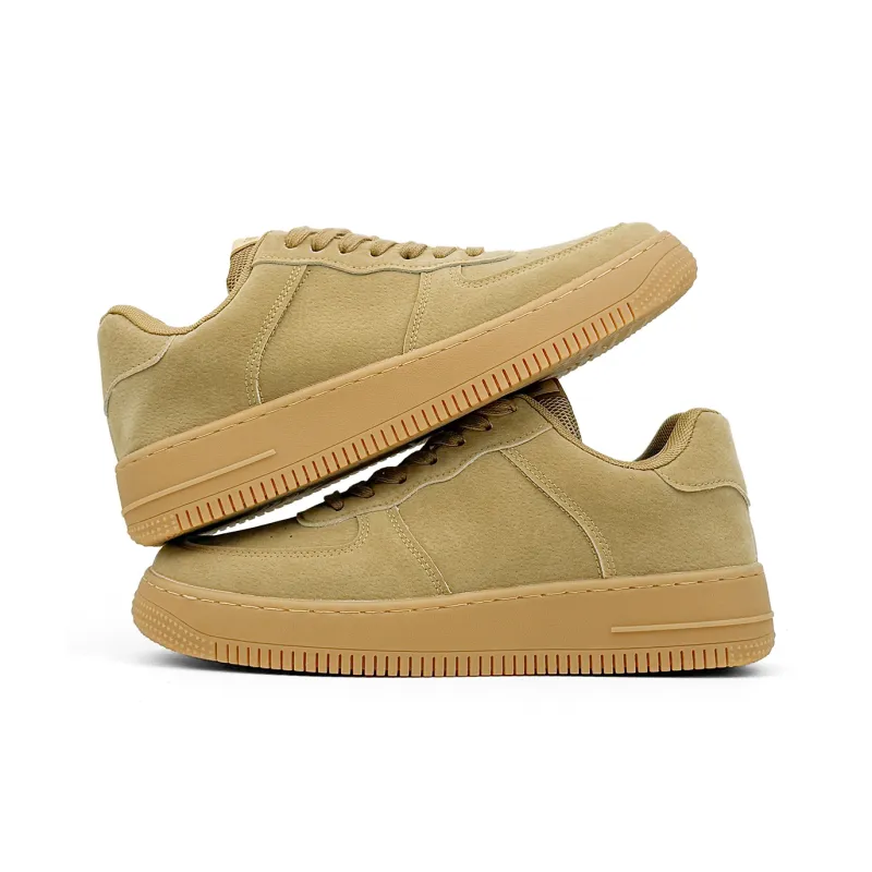Mengsai Anti Slip Wear Resistant Low Top Skateboard Shoes Men's Wheat-5
