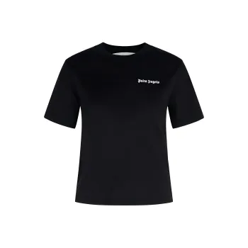 PALM ANGELS Logo Embroidered Crewneck T Shirt