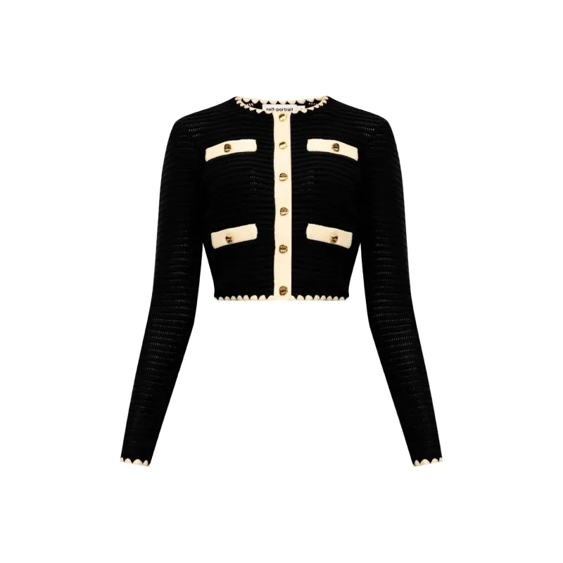 Self portrait Cropped Crochet Cardigan-0