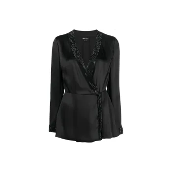 GIORGIO ARMANI Shiret Embellished Satin Top