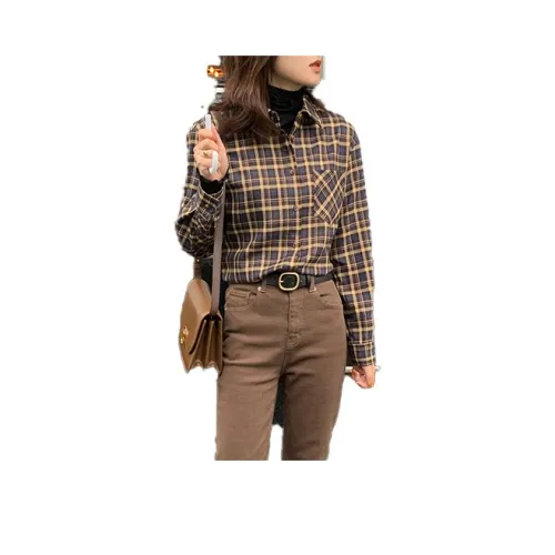 Pumpkin Valley Shirts Women's Moroccan Yellow Green Plaid