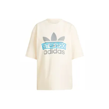 Adidas Originals Clover X KSENIASCHNAIDER Co branded Series Drop Shoulder Sleeve T Shirt Women's Ecru