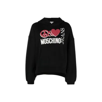 MOSCHINO Logo Print Oversized Hoodie