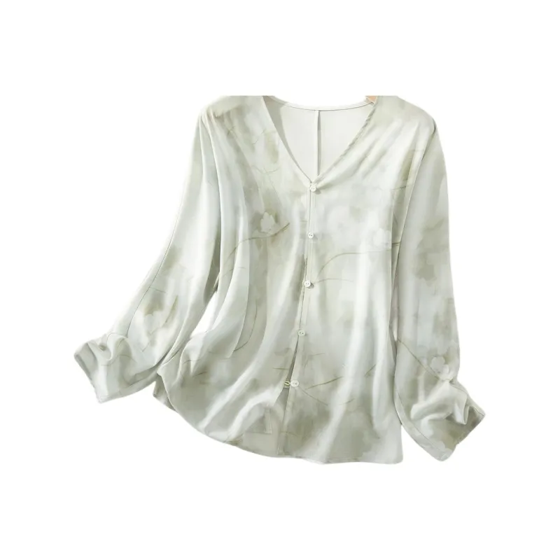 IHIMI Shirt Women's Green Print-1