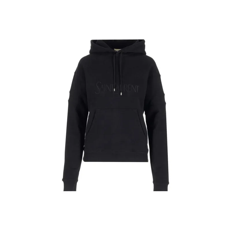 SAINT LAURENT Logo Detailed Drawstring Hoodie-0